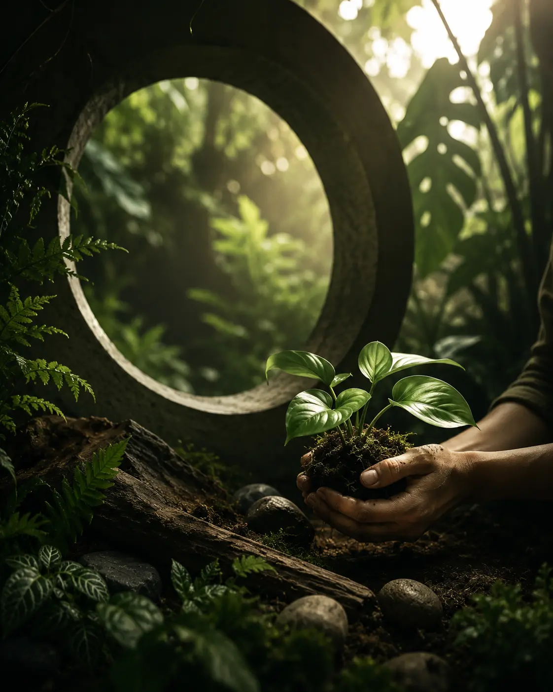 Manos sembrando una planta — el origen de Botánica Terra